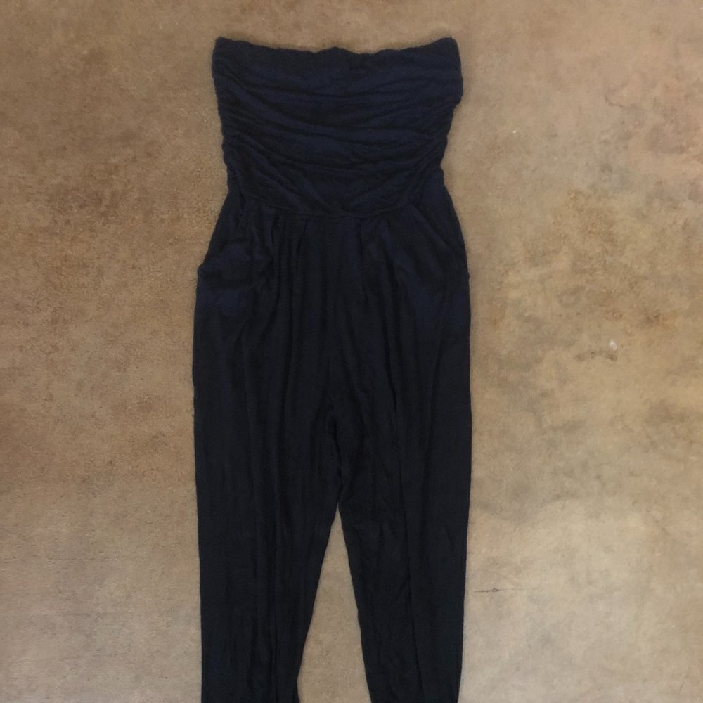 Strapless slouchy black romper, size L